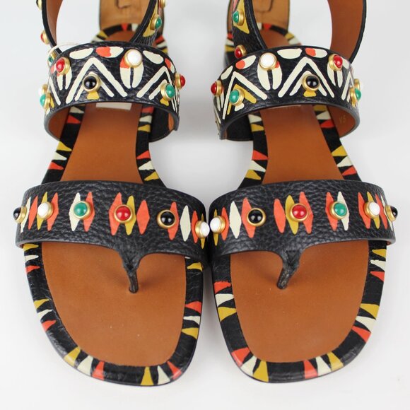 NEW VALENTINO Runway Tribal Stud Sandals | Boho Flat Sandals for Summer - Picture 8 of 16
